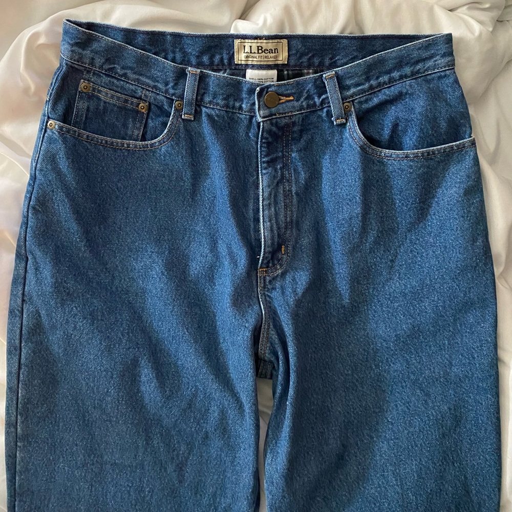 LL Bean OG/Relaxed Indigo Flannel Lined Jeans